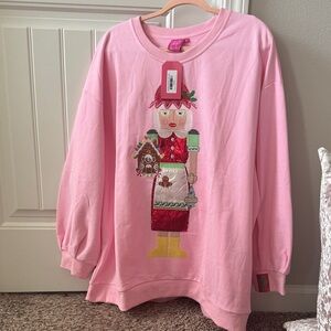 QUEEN OF SPARKLES Pink Sweatshirt with Festive Design